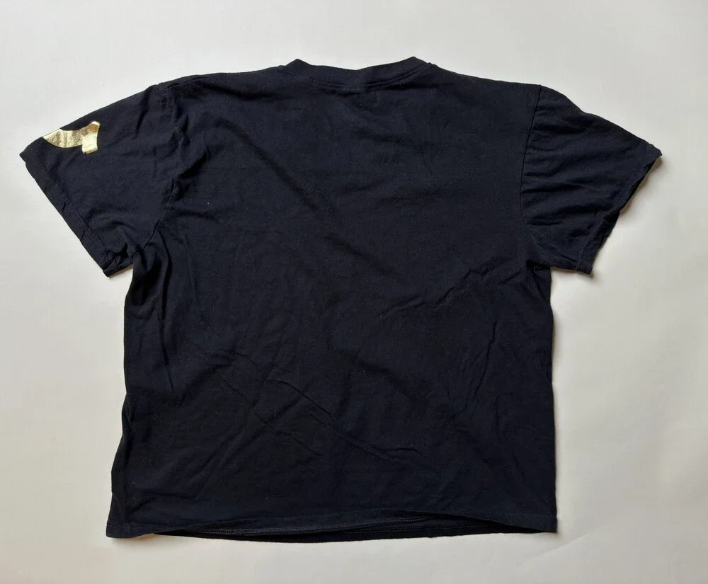 True Religion Shirt Mens Large Black Gold Logo Short Sleeve V Neck Tee Cotton